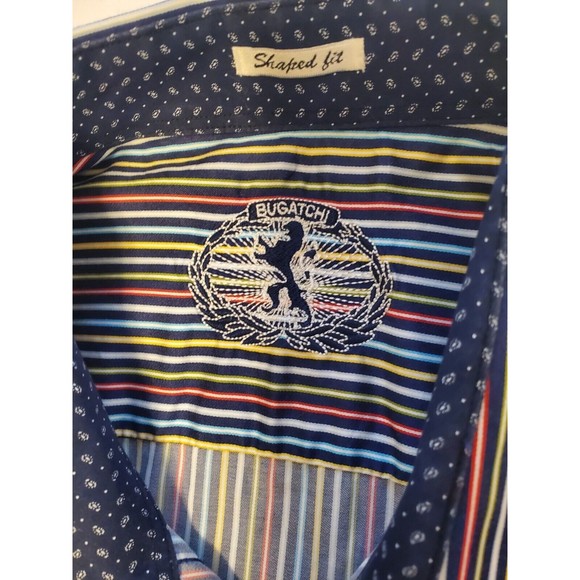BUGATCHI MULTICOLORED STRIPED 100% COTTON SPORT SHIRT MINT COND. SZ XL - Picture 7 of 14